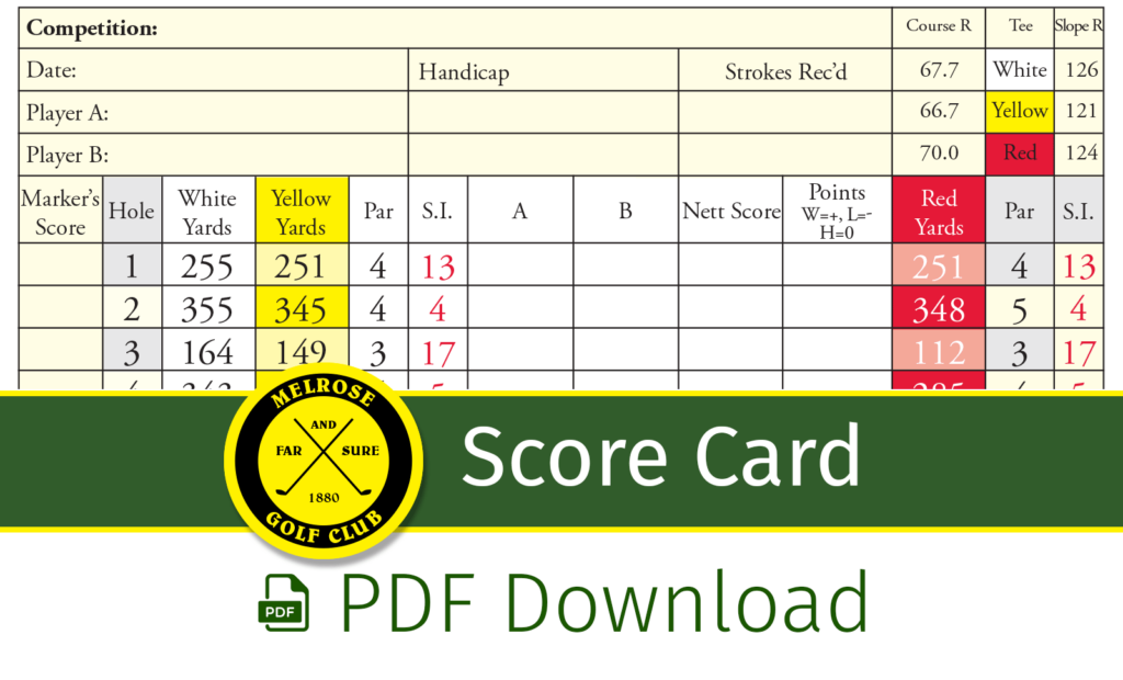 Download the Melrose Golf Club score card